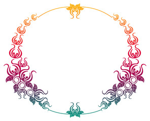 Beautiful gradient round frame. Color silhouette frame for advertisements, wedding and other invitations or greeting cards. Raster clip art.