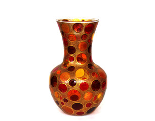 beautiful colored glass vase for flowers on white background