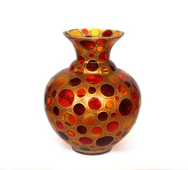 beautiful colored glass vase on white background