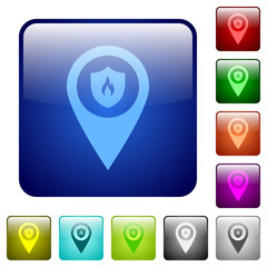 Fire station GPS map location color square buttons