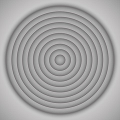 Circular graphic with depth. Gray artwork with shadows and illusion of 3D.