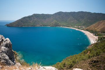 Vivid blue sea laguna background Turkey