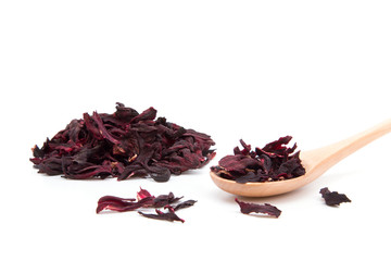 Dried leaves of carcade tea. Hibiscus tea