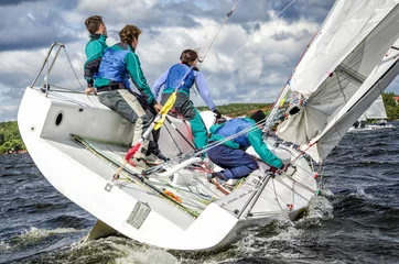Foto op Canvas Sailing yacht race, regatta. Recreational Water Sports, Extreme Sport Action. Healthy Active Lifestyle. Summer Fun Adventure. Hobby © leksIv