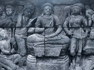 Ancient relief from Borobudur temple
