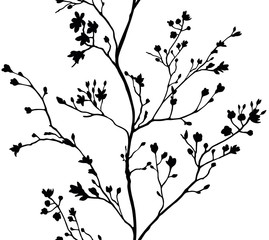 seamless banner branches silhouette background