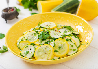 Salad of pickled zucchini with garlic
