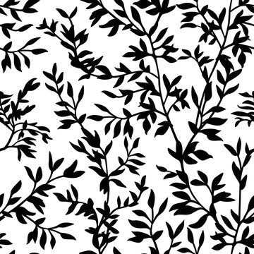 seamless pattern branches silhouette