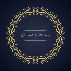 Circular vector frame. Card template with ornament.