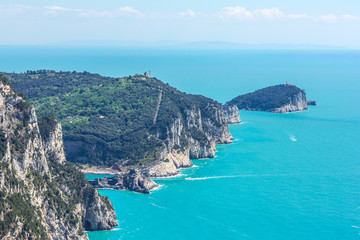 Fototapeta na wymiar View of the Ligurian coast on the territory of the Cinque Terre National Park