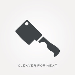 Line icon cleaver for meat