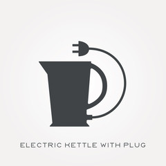 Line icon electric kettle with plug