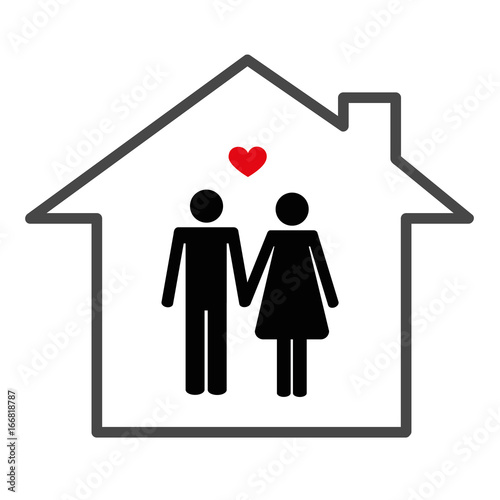 Paar Im Eigenheim Piktogramm Stock Image And Royalty Free Vector