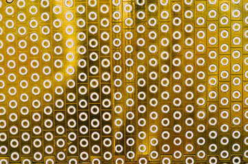 Texture white circles in rectangular scarves of gold coating background