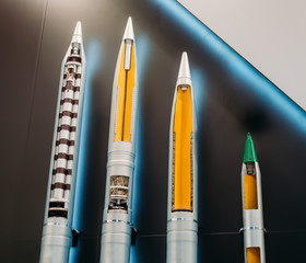 Rockets warheads weapons sectional view inside of the striking elements