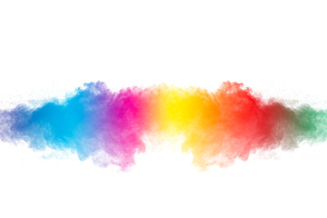 abstract color powder explosion on white background.abstract powder splatted background.