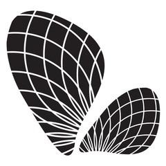 Abstract black logo with two petals and lines