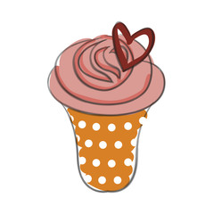 Hand drawn cupcake, sketch style. Isolated on white background. Pastel colors. Vector illustration eps 10