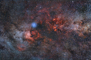 The constellation of Cygnus in Milky Way