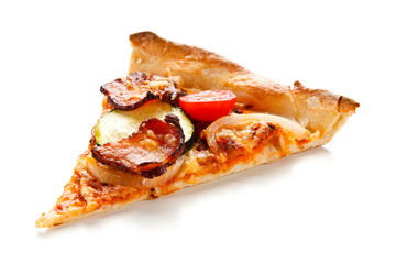 Pizza with vegetables on white background 