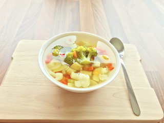 Nutritional soup with green broccoli in plate