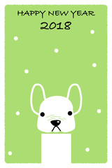 年賀状2018　いぬと雪