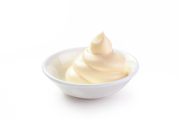 mayonnaise in a dish isolated white background