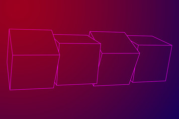 Mesh low poly cubes elements. Digital Data Visualization Concept. Vector Illustration.