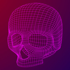 Skull Wireframe Low Poly Mesh. Vector illustration technology live and death concept