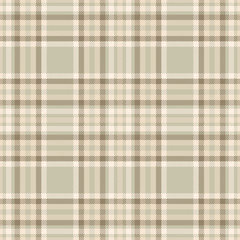 Seamless tartan plaid pattern. Traditional checkered fabric texture for digital textile printing. Cream beige, ivory yellow, taupe and tan brown. 