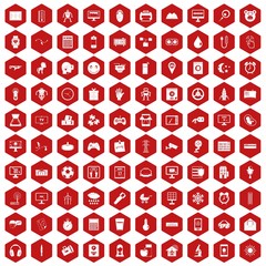 100 app icons hexagon red