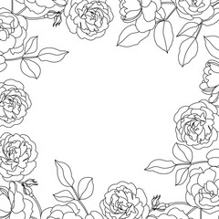 Black roses invitation frame. Vector.