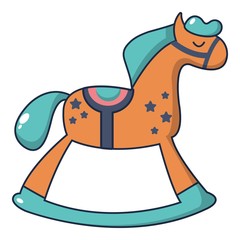 Rocking horse icon, cartoon style