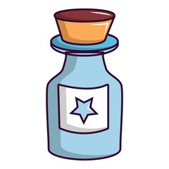 Bottle of magic icon, cartoon style