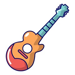 Acoustic guitar icon, cartoon style