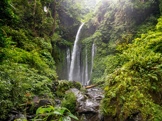 Naklejka na ściany i meble Tiu Kelep Waterfall in the near of the Volcano Rinjani, Lombok, Indonesia
