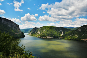 Spectacular Danube Gorges, also known as The Danube Boilers ,passing through the Carpathian Mountains, between Serbia and Romania