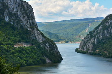 Spectacular Danube Gorges, also known as The Danube Boilers ,passing through the Carpathian Mountains, between Serbia and Romania