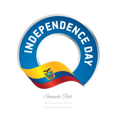 Independence Day Ecuador flag ribbon color label logo icon