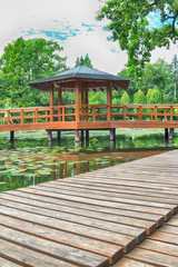 WROCLAW, POLAND - AUGUST 04, 2017: Japanese Garden is situated in the vicinity of the historical...