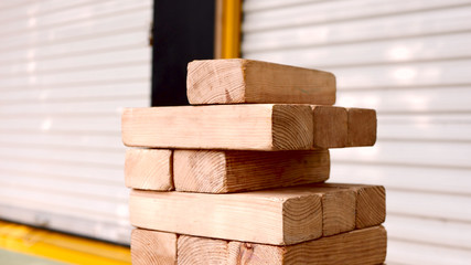 Wooden blocks in  municipal park at Montreal, Canada