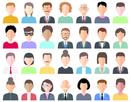 Business men and business women avatar icons.