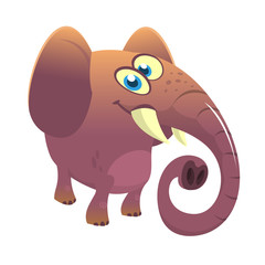 Cartoon cute elephant. Vector illustration or icon isolated