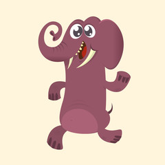 Cute cartoon elephant icon. Vector illustration with simple gradients. Great design for print
