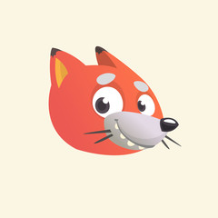 Cartoon fox icon. Vector illustration of a fox head.  Isolated on white