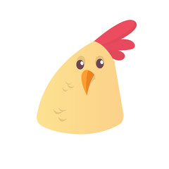 Cartoon cute chicken icon. Vector illustration of a cool white chicken head. Design element.  Great for print, sticker, banner or emblem. Isolated on white