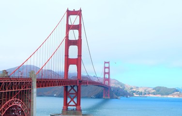 Sunny view of the Golden Gate Bridge in San Francisco