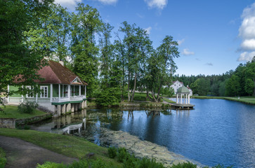 Old building on the shore of lake