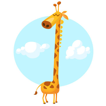 Funny giraffe cartoon. Vector illustration isolated