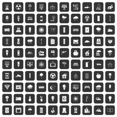 100 windmills icons set black